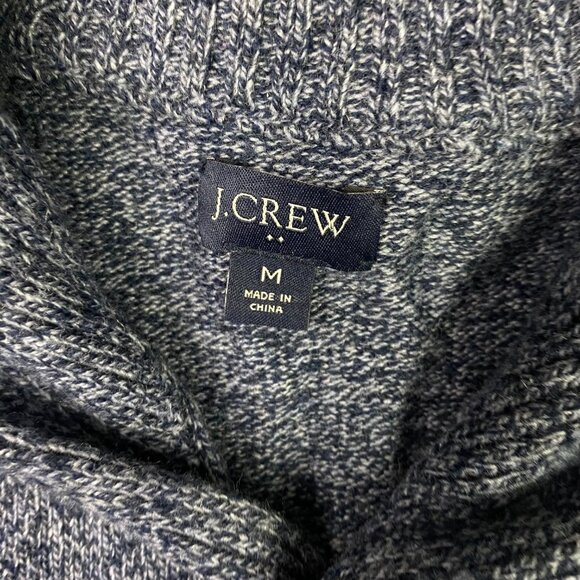 J. CREW Shawl Collar Sweater Men's Medium Lambswool Blend Knit Pullover Marled - Picture 4 of 9